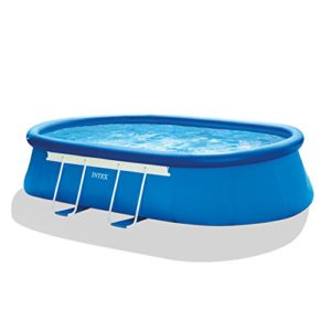 Intex 18ft X 10ft X 42in Oval Frame Pool Set with Filter Pump  Ladder  Ground Cloth & Pool Cover
