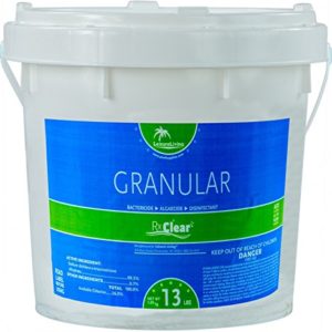 Rx Clear Stabilized Granular Chlorine | One 13 Pound Bucket | Use As Bactericide  Algaecide  and Disinfectant in Swimming Pools and Spas | Slow Dissolving and UV Protected