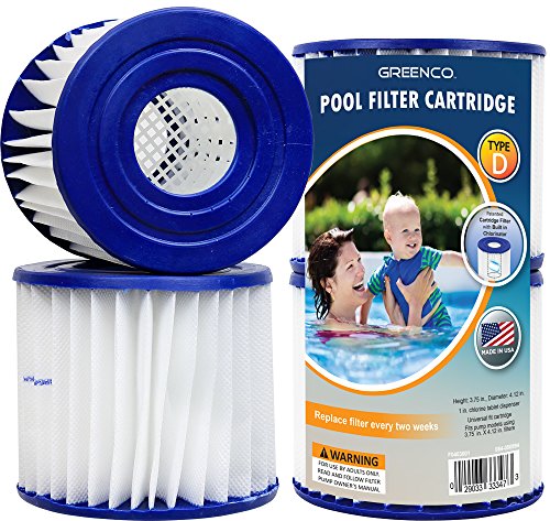 Greenco Type D Replacement Pool filter Cartridges with Build in Chlorinator Set of 4 1 Greenco Type D Replacement Pool filter Cartridges with Build in Chlorinator Set of 4