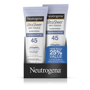 Neutrogena Ultra Sheer Dry Touch Water Resistant and Non Greasy Sunscreen Lotion with Broad Spectrum SPF 45 3 fl. oz (Pack of 2)