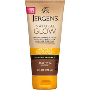 Jergens Natural Glow + Protect Daily Moisturizer Sunscreen SPF 20  Medium to Tan Skin Tones  6 Ounce