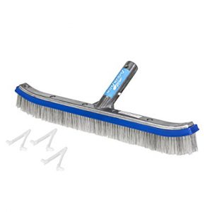 AquaAce Premium Combo Nylon/Stainless Steel Wire Bristle Pool Brush | Heavy Duty with Mixed Bristles Extra Scrubbing Power | Includes Three Extra V Clips | For Concrete and Gunite Pools