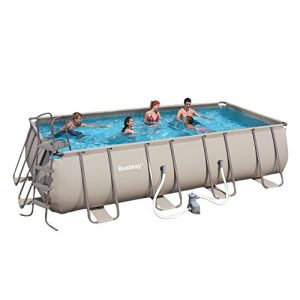 Bestway Pools 56167 Steel Pro Rectangular Frame Pool with Pump  18 Feet by 9 Feet by 48 Inch  Silver
