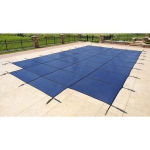 Blue Wave 16 ft x 32 ft Rectangular In Ground Pool Safety Cover w/ 4 ft x 8 ft Center Step   Blue