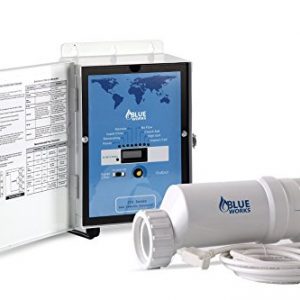 BlueWorks Pool Chlorine Generator Chlorinator BLH40   For 40k Gallon Pool   With Flow Switch and White Salt Cell   Cell Plates Made In USA   5 Year Limited Warranty