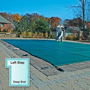 GLI Pool Products 18 x 36 ft  Rectangle Mesh Safety Pool Cover with 4 x 8 ft  Left Step