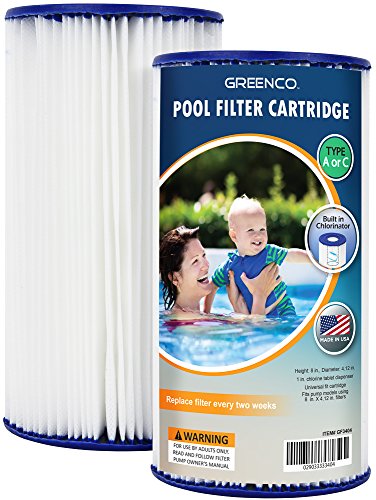 Greenco Pool filter Cartridges Type A or C Replacement with Build-in Chlorinator-Set of 2