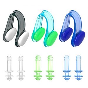 HeySplash Swimming Nose Clips and Earplugs Set  [3 Pack] Waterproof Ear Plug & Soft Silicone Nose Protector Swimming Gear (with Vented Case) for Adults & Kids