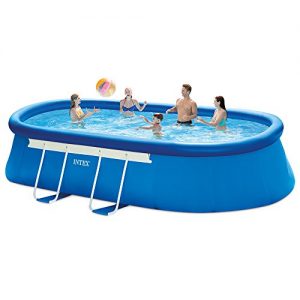 Intex 18ft X 10ft X 42in Oval Frame Pool Set with Filter Pump  Ladder  Ground Cloth   Pool Cover