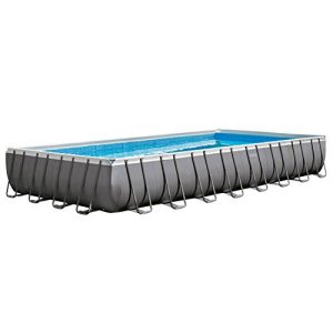Intex 32ft X 16ft X 52in Ultra Frame Rectangular Pool Set with Sand Filter Pump  Ladder  Ground Cloth and Pool Cover