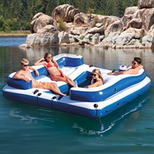 Intex Oasis Island Inflatable 5-Seater Lake River Floating Lounge Raft   58293EP