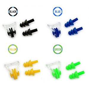 KSANA Swimming Earplugs and Nose Clips 4 Sets Waterproof Ear Plug & Soft Silicone Nose Protector Swimming Gear for Adults & Kids