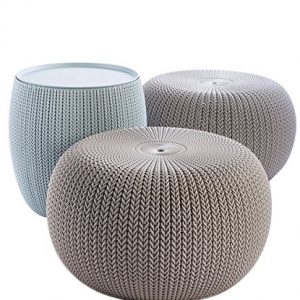 Keter 228474 Urban Knit Pouf Set  Misty Blue Taupe