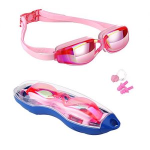 Kids Swim Goggles  Hurdilen Swim Goggles for kids Swimming Goggles with Anti Fog UV Protection No Leaking Coated Lens with Case Nose Clip Earplugs for Boys Girls Youth Kids