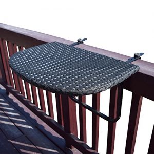Oakland Living AZ52-BALCONY-TABLE-BK Balcony Railing Wicker Table  Black