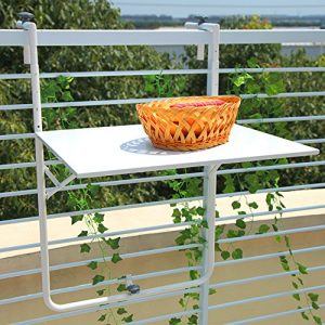 Orange Casual Patio Balcony Railing Hanging Table Adjustable Outdoor Folding Serving Deck (White)