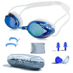 PHELRENA Swimming Goggles  Professional Swim Goggles Anti Fog UV Protection No Leaking for Adult Men Women Kids Swim Goggles with Nose Clip  Ear Plugs  Protection Case and Interchangeable Nose Bridge
