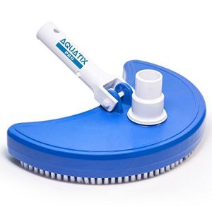 Pool Vacuum Head Half Moon by Aquatix Pro Premium Flexible Swimming Pool Vacuum Head with EZ Clips  Weighted Attachment For Concrete or Plaster Pool Cleaning  Full 1 Year Guarantee  (1)