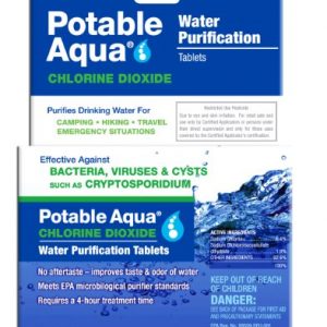 Potable Aqua Chlorine Dioxide Water Purification   Portable Tablets For Camping or Emergency Drinking Water  30 Tablets
