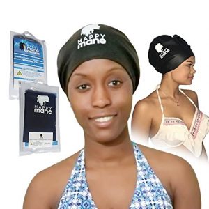 Premium Quality Large Silicone Waterproof Swimming Cap  designed for Braids  Long Hair  Dreadlocks  Extensions  Crochets  Afro Hair  For Men Women Youth for Medium to Large Head (Black)