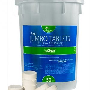 Rx Clear 3 Inch Stabilized Chlorine Tablets|One 50 Pound Bucket | Use As Bactericide  Algaecide  and Disinfectant in Swimming Pools and Spas | Slow Dissolving and UV Protected