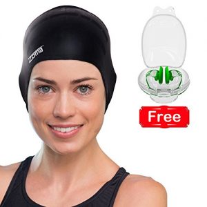 Silicone Swimming Cap for Women and Men - Long Hair  Thick or Short - For Average or Large Heads - With Ergonomic Ear Pockets to Cover Ears - Anti-Tear - Stronger Than Latex Swim Hats - Great for Adults  Older Kids  Boys and Girls - 100  Satisfaction Money Back Guarantee