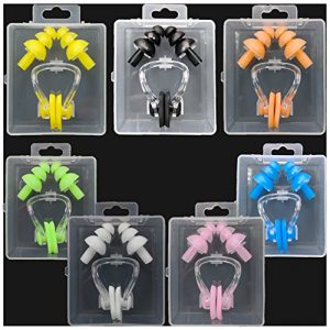 Silicone Swimming Earplugs For Kids   7 Swimming Ear Plugs And Nose Clip Sets  Waterproof Silica Gel Ear & Nose Protector Block Water Soft & Comfortable For Children Girls Boys Babies (Mixed  7pcs)