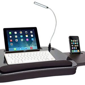 Sofia   Sam Multi Tasking Memory Foam Lap Desk with USB Light (Black Top)   Supports Laptops Up To 15 Inches