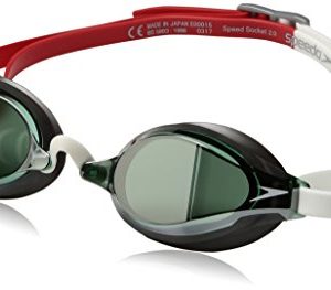 Speedo Speed Socket 2.0 Mirrored Swim Goggles  Fiery Red  One Size
