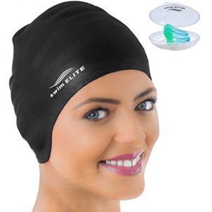 Swim Elite Silicone Swim Cap for Long Hair   FREE Nose Clip   LIMITED TIME OFFER
