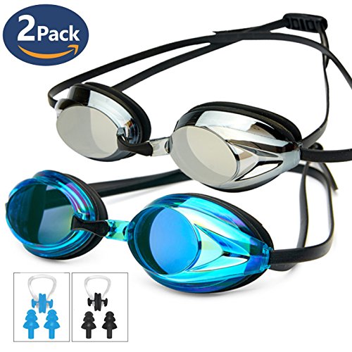 Swim Goggles Pack of 2 POKTOK Swimming Goggles No Leaking Anti Fog UV Protection Triathlon with Silicone Nose Clip Ear Plugs for Men Women Adult Youth Child Kids 1 Swim Goggles Pack of 2 POKTOK Swimming Goggles No Leaking Anti Fog UV Protection Triathlon with Silicone Nose Clip Ear Plugs for Men Women Adult Youth Child Kids