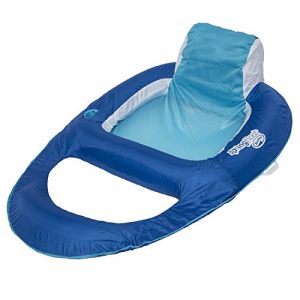 SwimWays Spring Float Recliner Pool Lounger  Dark Blue   Light Blue