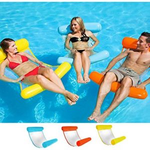 TiTa-Dong Floating Water Hammock Summer Party Inflatable Foldable Pool Rafts Floating Chair Floatie Lounge Swimming Pool Float Lounger Pool Noodles with Mesh Panel for Adults and Kids
