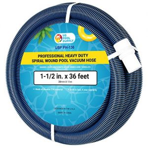 U S  Pool Supply 1-1 2  x 36 Foot Professional Heavy Duty Spiral Wound Swimming Pool Vacuum Hose with Swivel Cuff