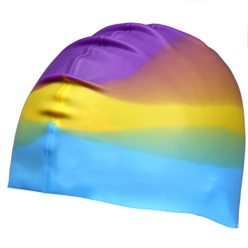 UKEE Silicone Swimming Cap 3D Silicone Design Odorless Non-Toxic Silicone Elastic and Durable Swimming Cap For Adults and Men and Adults - Keep Hair Clean and Dry (Purple color) 1 UKEE Silicone Swimming Cap 3D Silicone Design Odorless Non-Toxic Silicone Elastic and Durable Swimming Cap For Adults and Men and Adults - Keep Hair Clean and Dry (Purple color)