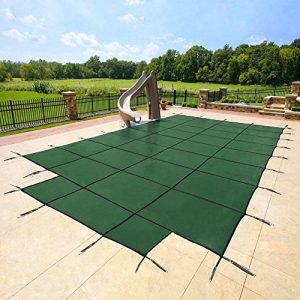 YARD GUARD 18'x36' Green Mesh - CES Rectangle Inground Safety Pool Cover - 15 Year Warranty - 18 ft x 36 ft In Ground Winter Cover with 4'x8' Center End Steps