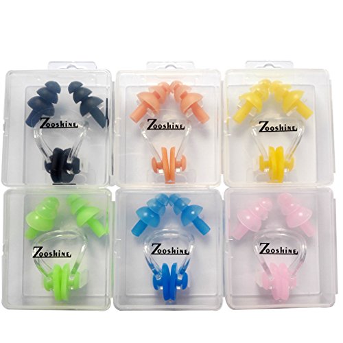 Zooshine 6 Sets Waterproof Silica Gel Swimming Earplugs and Nose Clip Ear & Nose Protector Swimming Sets Box Package 1 Zooshine 6 Sets Waterproof Silica Gel Swimming Earplugs and Nose Clip Ear & Nose Protector Swimming Sets Box Package