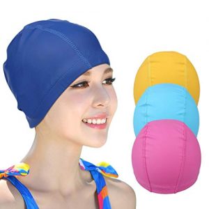 ewinever 3pcs Lycra swimming cap swim cap swimming hat with PU Coat for adult men women