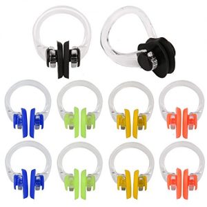 linwnil [10Pcs/Pack Waterproof Silica Gel Swimming Nose Clip   Comfortable Soft Latex Plugs for Kids and Adults Multi color [Random Color]