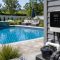 Clean saltwater swimming pool with pool equipment for salt cell maintenance