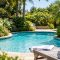 Crystal clear blue swimming pool after algae treatment